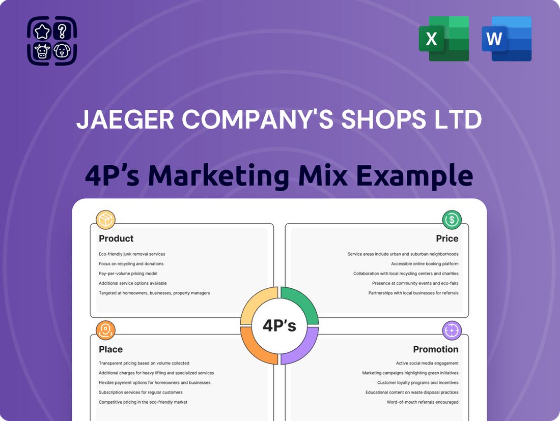Jaeger Company's Shops Ltd Marketing Mix